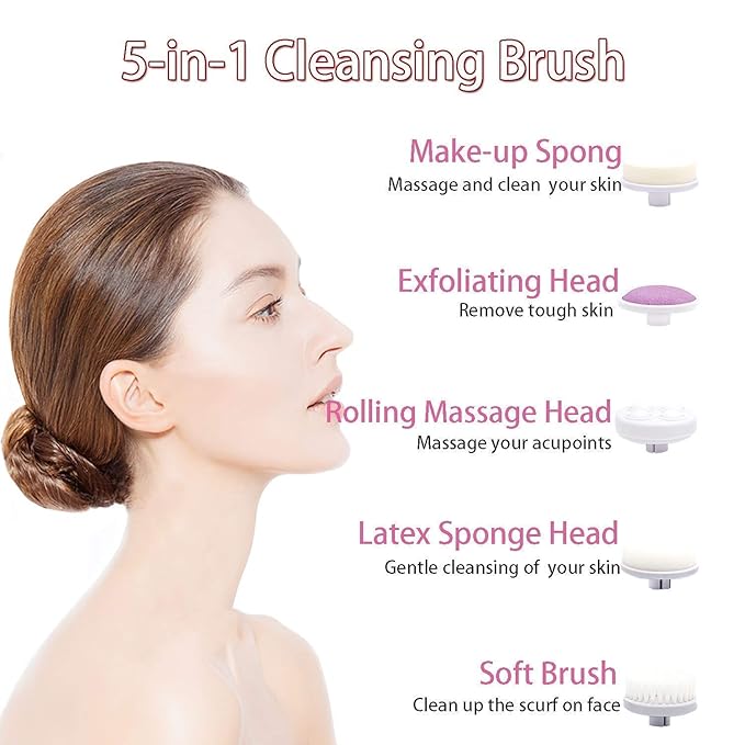 Portable Electric Facial Cleansing Brush 5-in-1