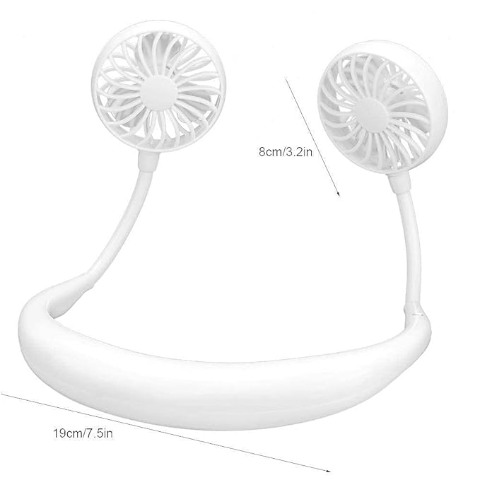 Mini Hand-Free Portable Neckband Fan with Light, USB Rechargeable.
