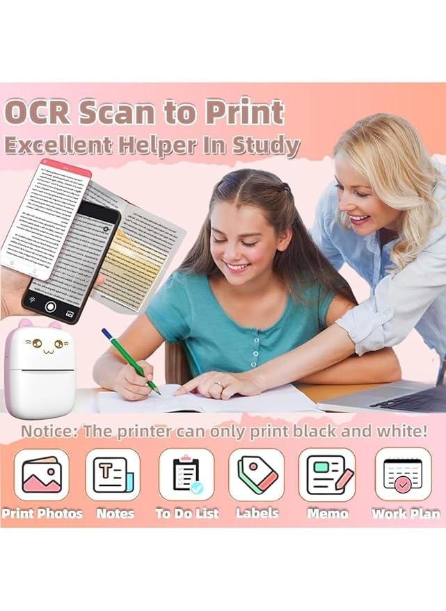 Inkless Mini Thermal Printer USB App Control. (Wireless) for Labels, Stickers, Photos, etc