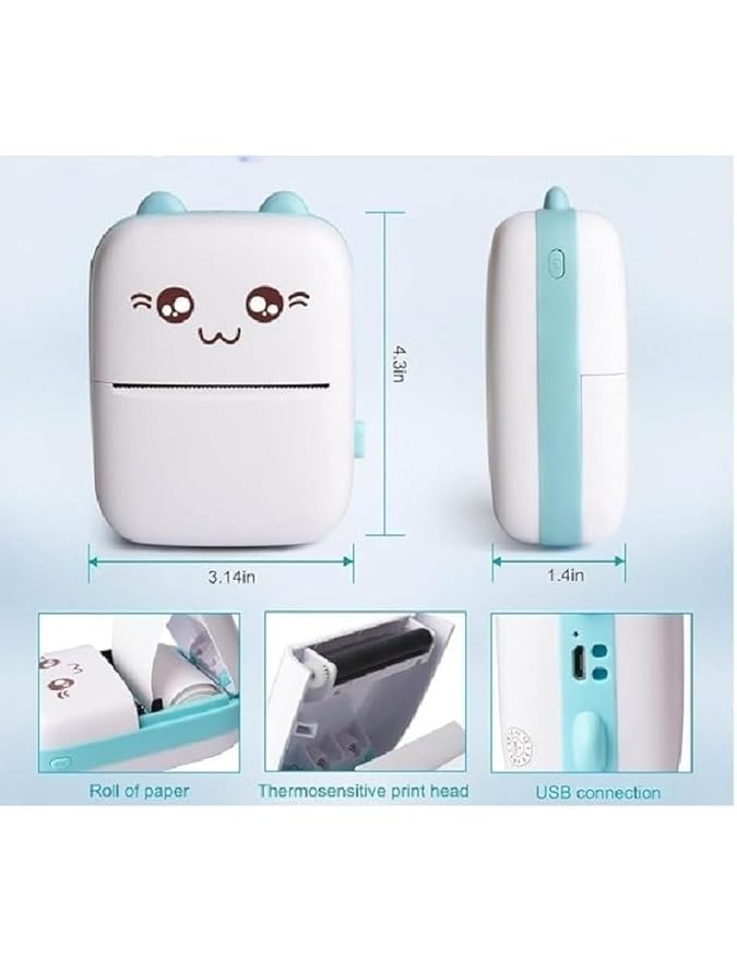 Inkless Mini Thermal Printer USB App Control. (Wireless) for Labels, Stickers, Photos, etc